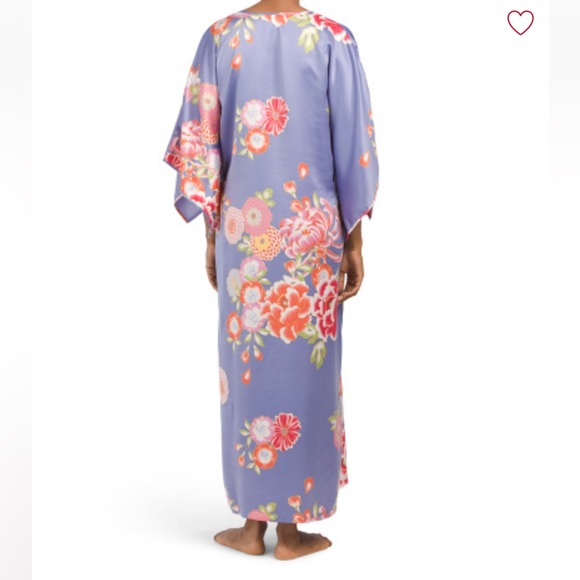 Natori Women’s Silky Satin floral V-Neck Caftan Nightgown size Medium - Picture 6 of 9
